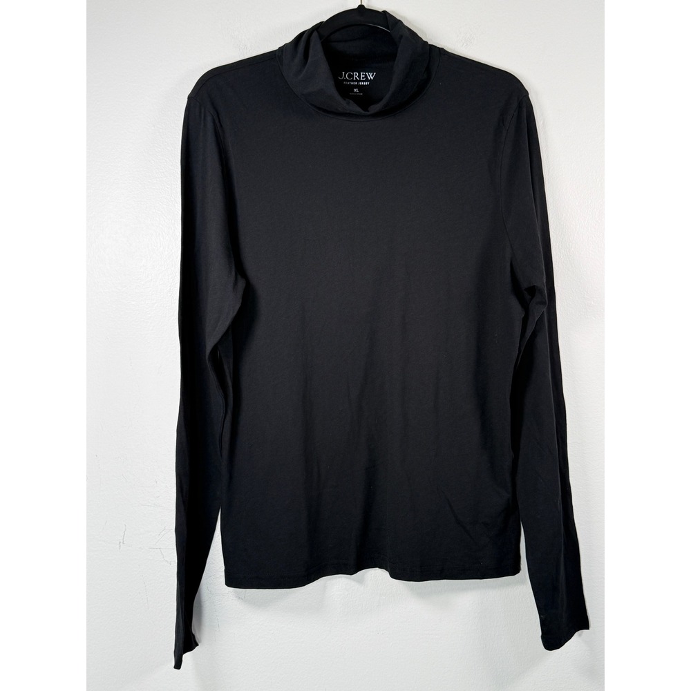 J.Crew Womens XL Feather Jersey Turtleneck Black Long Sleeve Cotton Top